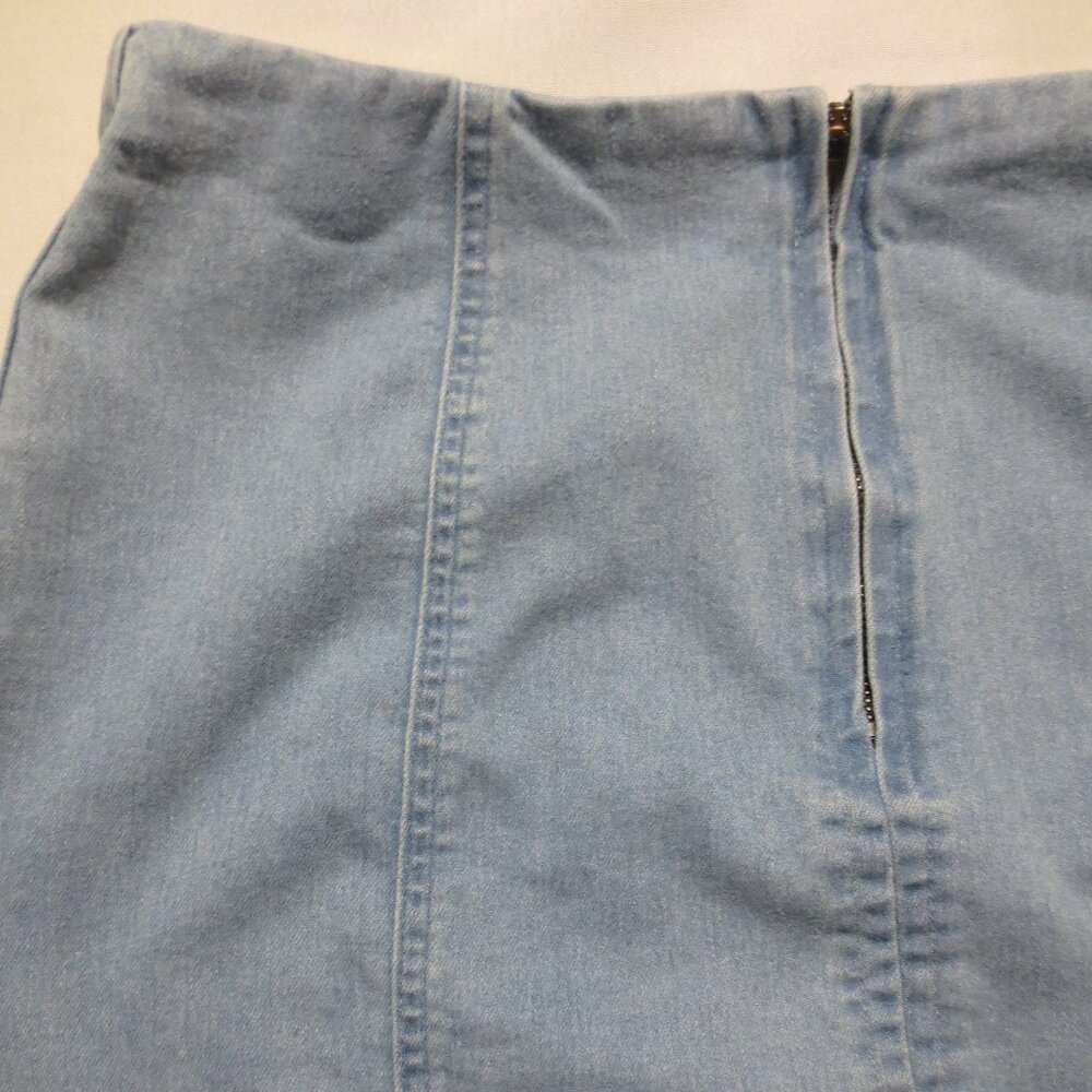 4/$14 HONEY BELLE womens SKIRT denim JEAN mini 80's retro BLUE fitted SIZE M - Picture 9 of 10